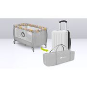Lionelo - Patut pliant cu doua nivele, Stefi Plus, Cu intrare laterala cu fermoar, 2 roti, 120 x 60 cm, Conform cu standardul european de securitate EN 716, Roz/Galben BYNLO-STEFI_PLUS_PINK_YELLOW