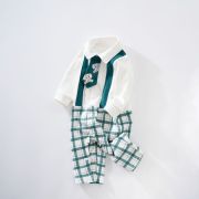 Salopeta eleganta alba cu verde (marime disponibila: 6-9 luni (marimea 19 incaltaminte)) li527-1.6-9 luni (marimea 19 incaltaminte)