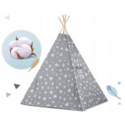 Cort de joaca pentru copii cu lumini si 2 pernite nukido 120 x 120 x 165 cm - gri cu stelute  edeedi740120