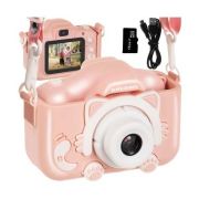 Aparat foto digital pentru copii Kitty, 2 inch, 3MP, card 16GB Kruzzel MY18070 BBJMY18070_Roz