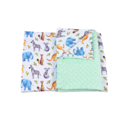 Lenjerie 3 piese patut 120x60 cm model animalute si plus verde menta PFCPF74871