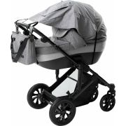 Parasolar cu laterale pentru landou si carucior, Copertina protectie UPF 50+ cu fereastra, Usor reglabil, Rezistent la apa, FreeON, Gri BYN47122