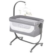 Patut Cu Leganare, Cullami, Co-sleeper 2 In 1, Cu Laterala Culisanta, Cu Setare Unghiulara, Cu Roti, Reglabil In 8 Pozitii Pe Inaltime, Gri Deschis Pjb4407316