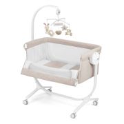Patut Cu Leganare, Cullami, Co-sleeper 2 In 1, Cu Laterala Culisanta, Cu Setare Unghiulara, Cu Roti, Reglabil In 8 Pozitii Pe Inaltime, Gri Deschis Pjb4407316
