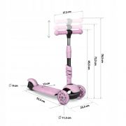 Trotineta 3 in 1 cu roti cu led ricokids cubi 765501 - roz edeedi765501