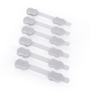 Feedo - Set sisteme de siguranta pentru mobilier, Universale, Cu lungime reglabila, 19 x 3.4 cm, Distanta 2-11 cm, 6 bucati, Alb BYN240202