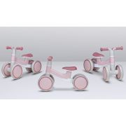 Lionelo - Bicicleta fara pedale Villy, Cu 4 roti, Din spuma EVA si TPR, Stabila, Manere moi, antiderapante, 12- 36 luni, Sustine pana la 30 kg, Certificata EN 71-1:2014, EN 71-2:2011, EN 71-3:2019, Roz BYNLOE-VILLY_ PINK_ROSE