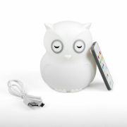 Lampa de veghe Bufnita, Hibu, Functionare pana la 10 ore, Cu telecomanda si cablu USB, Cu 9 culori diferite activate prin control Touch, Bbluv, White BYNBBL-B0154