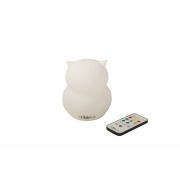 Lampa de veghe Bufnita, Hibu, Functionare pana la 10 ore, Cu telecomanda si cablu USB, Cu 9 culori diferite activate prin control Touch, Bbluv, White BYNBBL-B0154