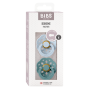 Bibs - set 2 suzete boheme latex, tetina rotunda, 0 luni +-baby blue/island sea bbb230130
