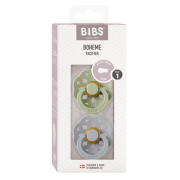 Bibs - set 2 suzete boheme latex, tetina rotunda, 0 luni +-sage/cloud bbb230110