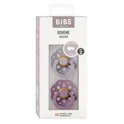 Bibs - set 2 suzete boheme latex, tetina rotunda, 6 luni +-fossil grey/mauve bbb240131