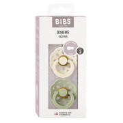Bibs - set 2 suzete boheme latex, tetina rotunda, 6 luni +-ivory/sage bbb240101