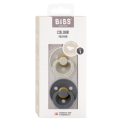 Bibs - set 2 suzete colour latex, tetina anatomica, 0 luni +-sand/iron bbb2111419