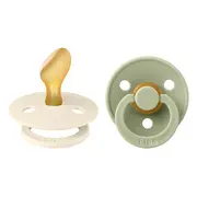 Bibs - set 2 suzete colour latex, tetina anatomica, 6 luni +-ivory/sage bbb2211416