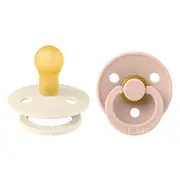 Bibs - set 2 suzete colour latex, tetina rotunda, 0 luni +-ivory/blush bbb110256