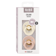 Bibs - set 2 suzete colour latex, tetina rotunda, 0 luni +-ivory/blush bbb110256