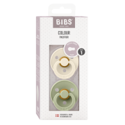Bibs - set 2 suzete colour latex, tetina rotunda, 0 luni +-ivory/sage bbb110241