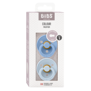 Bibs - set 2 suzete colour latex, tetina rotunda, 0 luni +-sky blue/baby blue bbb110214