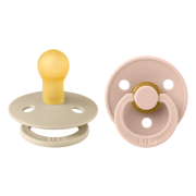 Bibs - set 2 suzete colour latex, tetina rotunda, 0 luni +-vanilla/blush bbb110213