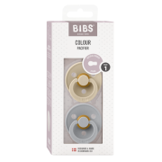 Bibs - set 2 suzete colour latex, tetina rotunda, 0 luni +-vanilla/cloud bbb110414