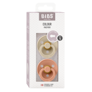 Bibs - set 2 suzete colour latex, tetina rotunda, 0 luni +-vanilla/peach bbb110229