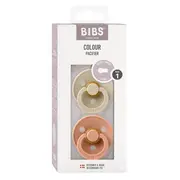Bibs - set 2 suzete colour latex, tetina rotunda, 0 luni +-vanilla/peach bbb110229
