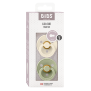 Bibs - set 2 suzete colour latex, tetina rotunda, 18 luni +-ivory/sage bbb130241
