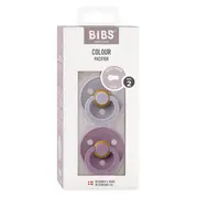 Bibs - set 2 suzete colour latex, tetina rotunda, 6 luni +-fossil grey/mauve bbb120405