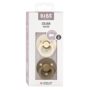 Bibs - set 2 suzete colour latex, tetina rotunda, 6 luni +-ivory/dark oak bbb120358