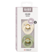 Bibs - set 2 suzete colour latex, tetina rotunda, 6 luni +-ivory/sage bbb120241