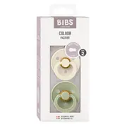 Bibs - set 2 suzete colour latex, tetina rotunda, 6 luni +-ivory/sage bbb120241