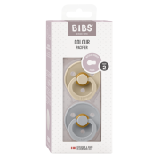 Bibs - set 2 suzete colour latex, tetina rotunda, 6 luni +-vanilla/cloud bbb120414