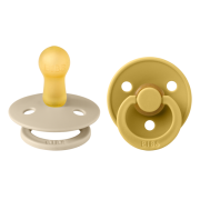 Bibs - set 2 suzete colour latex, tetina rotunda, 6 luni +-vanilla/mustard bbb120274