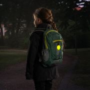 Lumina de siguranta LED reflectorizanta cu semnalizare intermitenta, verde fluorescent, cu carabina de agatare, Reer Light&Go 53253