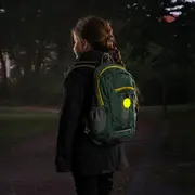 Lumina de siguranta LED reflectorizanta cu semnalizare intermitenta, verde fluorescent, cu carabina de agatare, Reer Light&Go 53253