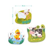 Puzzle 3 in 1  - animalutele de la ferma (2,3,4 piese)
