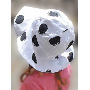 Palarie de vara cu boruri largi, alba cu buline negre, din bumbac, 52 cm (3-4 ani) KDEPAL1052
