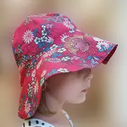 Palarie de vara cu boruri largi, ciclam cu flori, din bumbac, 56 cm (6-8 ani) KDEPAL1256