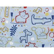 Sac de dormit copii, Circul Animalelor bleu, din bumbac, 60 cm, 0.5 tog - Vara KDEV6005CIA