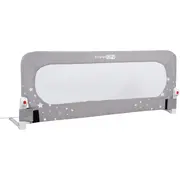 Bariera de protectie pentru pat bebe, Rabatabila, Instalare usoara, Dimensiune 135 x 57 cm, FreeON, Little Stars, Grey BYN48457