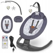 Lionelo - Balansoar si sezlong copii, Ralf, 2 in 1, Electric, Cu telecomanda si cablu USB, Cu miscare laterala de balansare si 5 niveluri diferite de viteza, Cu 12 melodii, Gri Grafit BYNLO-RALF_GREY_GRAPHITE