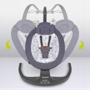Lionelo - Balansoar si sezlong copii, Ralf, 2 in 1, Electric, Cu telecomanda si cablu USB, Cu miscare laterala de balansare si 5 niveluri diferite de viteza, Cu 12 melodii, Gri Grafit BYNLO-RALF_GREY_GRAPHITE