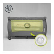 Lionelo - Patut pliant cu doua nivele, Stefi Plus, Cu intrare laterala cu fermoar, 2 roti, 120 x 60 cm, Conform cu standardul european de securitate EN 716, Gri/ Multicolor BYNLO-STEFI_PLUS_GREY_MULTICOLOR
