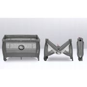 Lionelo - Patut pliant cu doua nivele, Stefi Plus, Cu intrare laterala cu fermoar, 2 roti, 120 x 60 cm, Conform cu standardul european de securitate EN 716, Gri/ Multicolor BYNLO-STEFI_PLUS_GREY_MULTICOLOR
