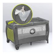 Lionelo - Patut pliant cu doua nivele, Stefi Plus, Cu intrare laterala cu fermoar, 2 roti, 120 x 60 cm, Conform cu standardul european de securitate EN 716, Gri/ Multicolor BYNLO-STEFI_PLUS_GREY_MULTICOLOR