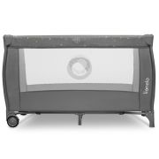 Lionelo - Patut pliant cu doua nivele, Stefi Plus, Cu intrare laterala cu fermoar, 2 roti, 120 x 60 cm, Conform cu standardul european de securitate EN 716, Gri/ Multicolor BYNLO-STEFI_PLUS_GREY_MULTICOLOR