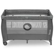 Lionelo - Patut pliant cu doua nivele, Stefi Plus, Cu intrare laterala cu fermoar, 2 roti, 120 x 60 cm, Conform cu standardul european de securitate EN 716, Gri/ Multicolor BYNLO-STEFI_PLUS_GREY_MULTICOLOR