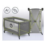 Lionelo - Patut pliant cu doua nivele, Stefi Plus, Cu intrare laterala cu fermoar, 2 roti, 120 x 60 cm, Conform cu standardul european de securitate EN 716, Gri/ Multicolor BYNLO-STEFI_PLUS_GREY_MULTICOLOR