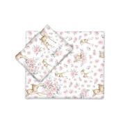 MimiNU - Set pentru carucior cu pernuta si paturica, Cu huse detasabile si lavabile, Din bumbac certificat Oeko Tex Standard 100, Sweet deer Pink BYN6426972022989